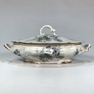 Guisera de Porcelana Limoges Blanca con Decoración Floral y Asas - imagen 1