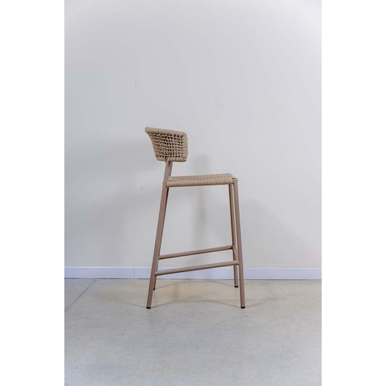 Banqueta Alta para Barra de Aluminio y Cuerda Náutica Color Beige