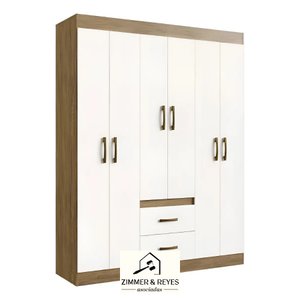 Ropero MDF Blanco y Madera 6 Puertas con Cajones - imagen 3