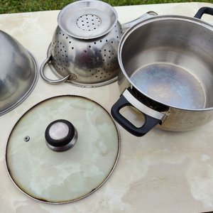 Olla, Colador y Bol de Acero Inoxidable Usados - imagen 4