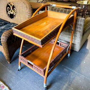 Carrito Auxiliar de Madera y Bambú con Dos Bandejas - imagen 3