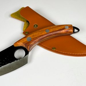 Cuchillo hoja de acero 15 cm ,cabo madera con vaina - imagen 3