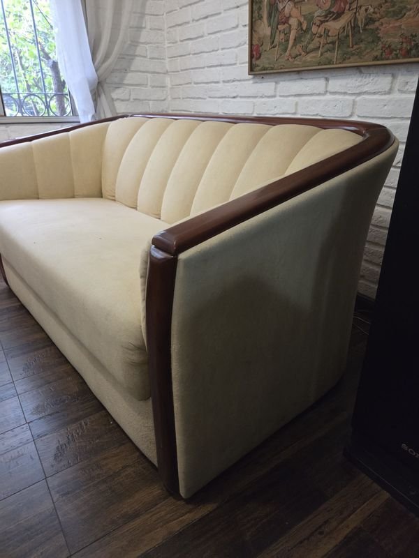 Sillón de dos cuerpos en madera y tela - Buen estado - imagen 3