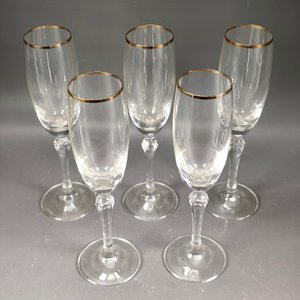 Juego de 5 Copas de Champagne con Borde Dorado en Cristal - imagen 3