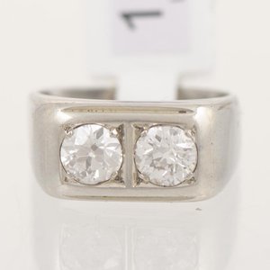 Anillo de Oro 18k con Dos Brillantes de 1Ct Aprox. - imagen 1