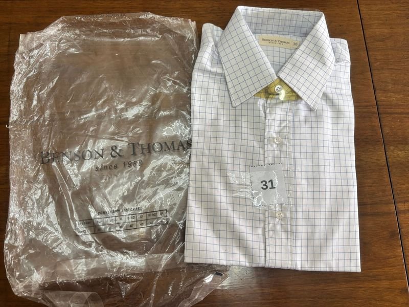 Camisa Benson & Thomas Talle 38 Cuadros Azules Nueva