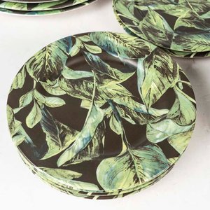 27 Platos de loza Aleanza, diseño hojas. Un plato grande con cascadura. Medidas: 30 cm - imagen 2