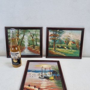 Lote de 3 Cuadros Decorativos con Paisajes Rurales y Marítimos - imagen 2