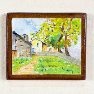 Cuadro Óleo "Campestre" Firmado R. Panella - 10 x 9.5 cm - imagen 2