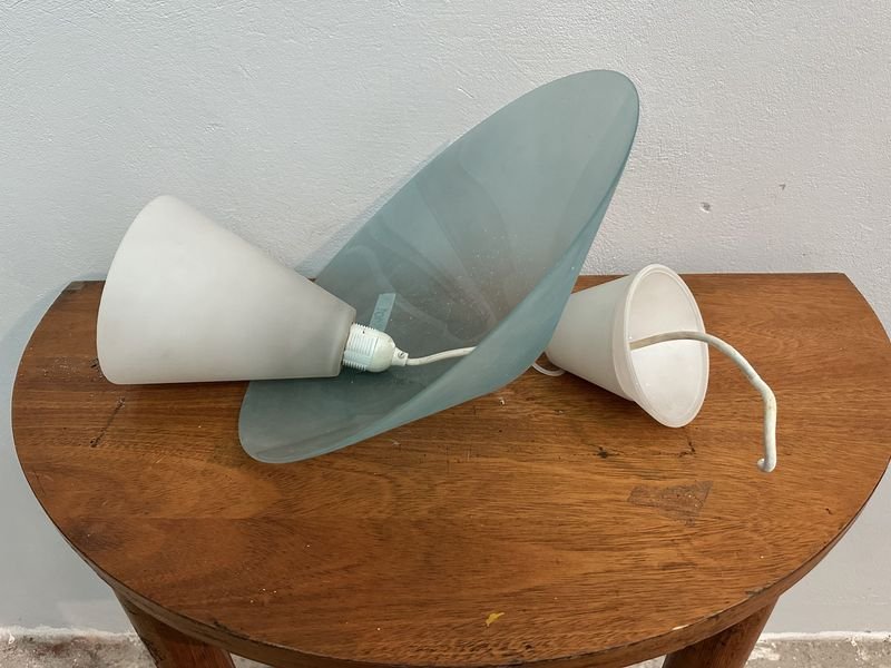 Lámpara de Techo Vidrio Celeste con Cordón Blanco - imagen 2