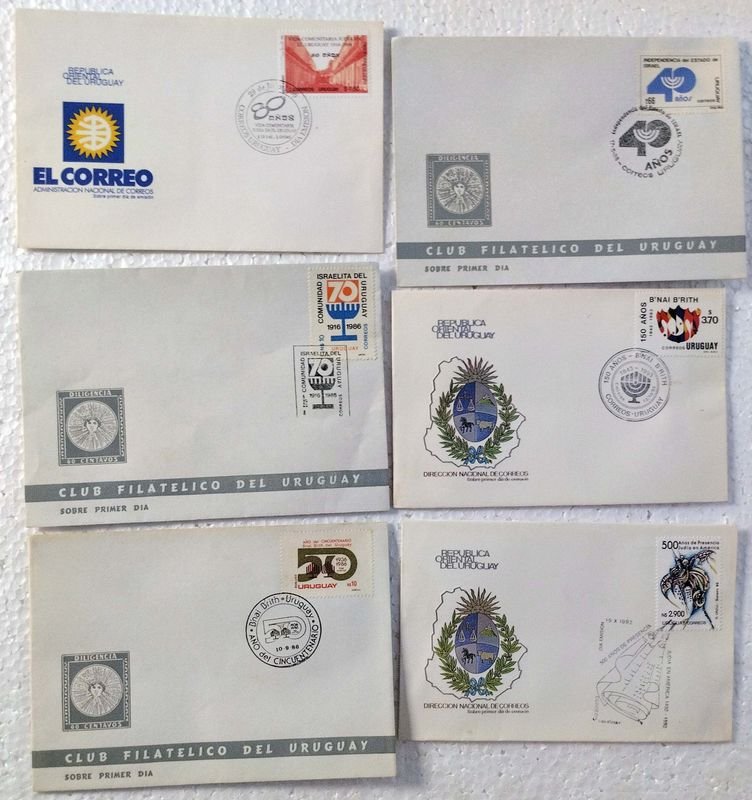 Lote siguiente: Colección de sobres primer día uruguayos relacionados con Israel
