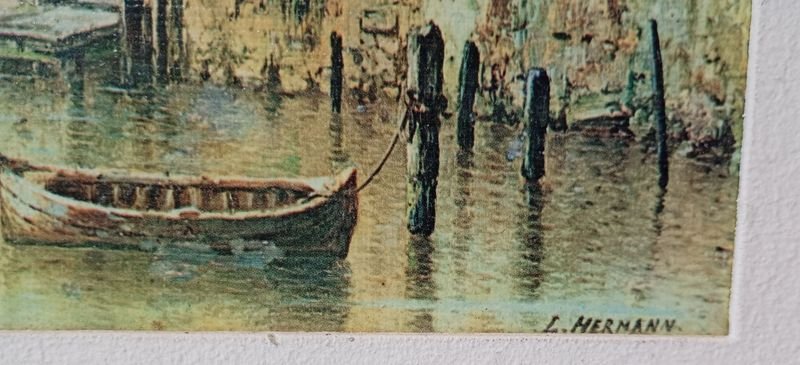 Impresión enmarcada de la ciudad europea 'View of Dordrecht Canal' - imagen 2