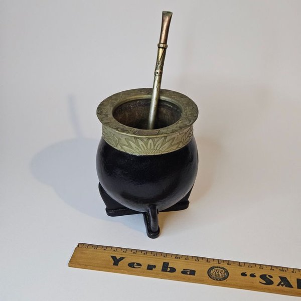 Mate para fumar con virola imperial y bombilla de Plata y Oro - imagen 2