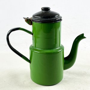 Cafetera Esmaltada Verde y Mortero de Madera con Mano - imagen 4