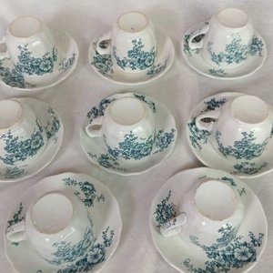 Juego de 8 Tazas y Platos de Café de Porcelana Trentam, Losa Inglesa - imagen 2