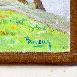 Cuadro Óleo "Campestre" Firmado R. Panella - 10 x 9.5 cm - imagen 3