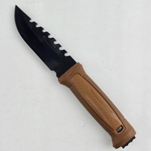 Lote siguiente: Cuchillo Táctico de Acero Negro con Vaina Marrón
