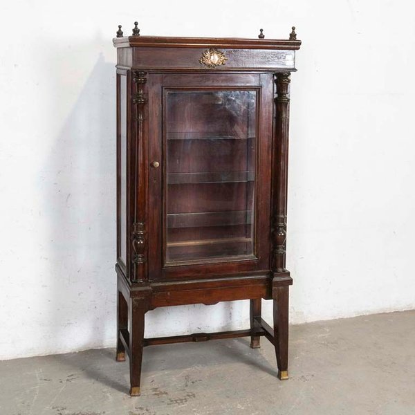 Vitrina Inglesa Antigua con Estantes de Vidrio y Luz - imagen 1