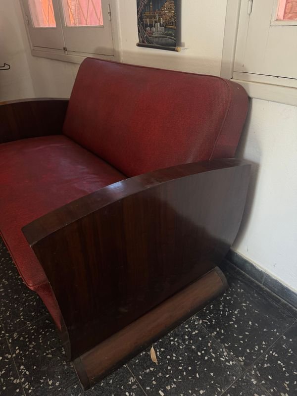 Sillón art decó tapizado en cuerina - imagen 6