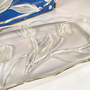 Centro de Mesa de Vidrio Hialino "Nadine" con Tulipas y Par de Abanicos Antiguos - imagen 3