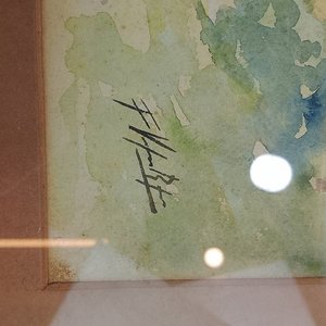 Acuarela Firmada F. Ribas: Paisaje Urbano con Río y Puente (45x58cm) - imagen 5