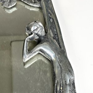 Espejo con Marco de Peltre Estilo Art Nouveau Figura de Dama y Flores - imagen 3