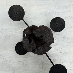 Portavelas Rústico de Madera y Hierro - imagen 4