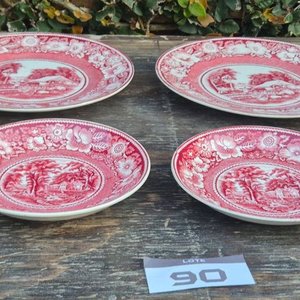 Lote de 6 Platos de Loza Inglesa: 4 con Diseño Rural y 2 Lisos - imagen 4