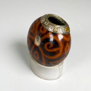 Mate galleta virola de plata y oro ,con soporte acrílico - imagen 4