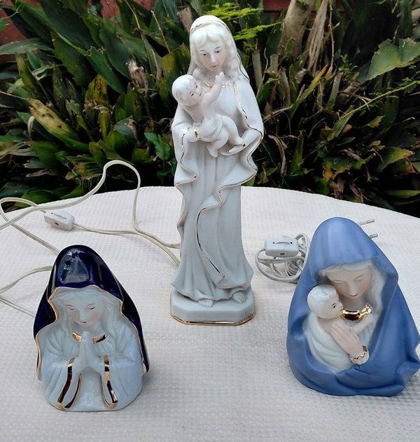 Lote de 3 Veladoras de la Virgen María con el Niño Jesús - imagen 1