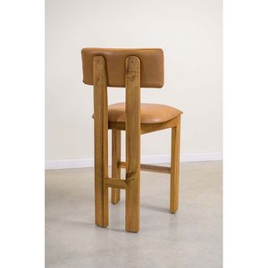 Banqueta de Barra en Madera de Acacia y Cuero - imagen 2