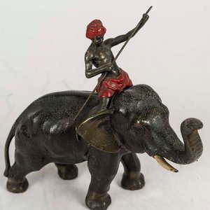 Grupo de Bronce Hindú: Elefante con Jinete - imagen 2