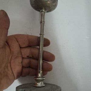 Antiguo Timbre de Mesa Plateado con Base de Piedra - imagen 3