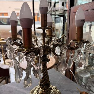 Candelabro de Mesa Dorado con 5 Luces y Caireles de Cristal - imagen 5