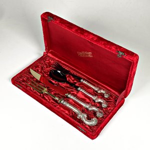 Estuche con 4 Cubiertos de Servir de Plata 800 con Cabos Decorados - imagen 1