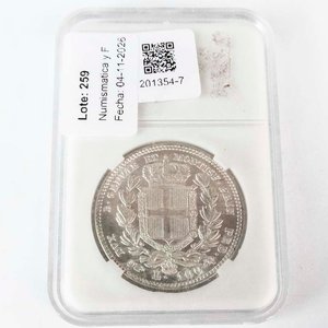 Réplica Moneda Plata 5 Liras Reino de Cerdeña 1835 en Placa Acrílico Colección - imagen 2