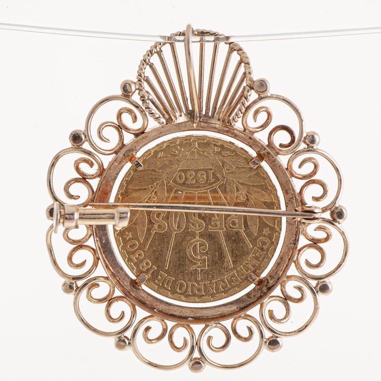 Prendedor de oro con moneda uruguaya - imagen 2
