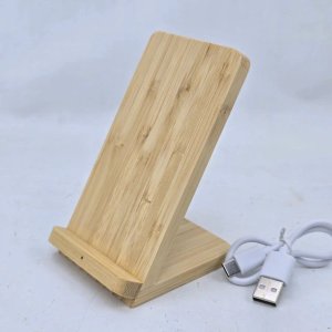 Cargador Inalámbrico de Bambú con Cable USB - imagen 2