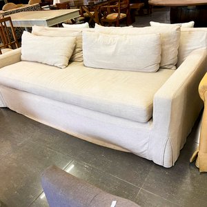 Sofá y Sillón de Tela Color Crudo Estilo Clásico - imagen 2