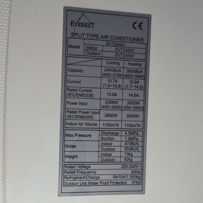 Aire marca Everest Inverter de 24.000 BTU con control remoto - imagen 3