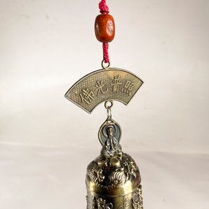 Campana Oriental con Badajo y Adornos Budistas, 10 cm - imagen 2