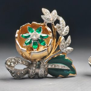 Broche Vintage "Coro Duette" Floral con Clips y Montura - imagen 4