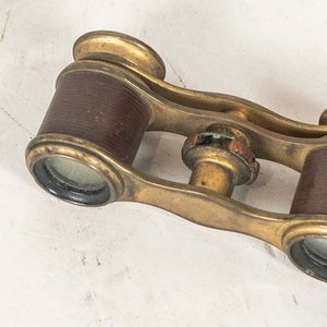 Reloj de Viaje de Bronce y Binoculares Antiguos - imagen 2