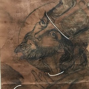 Obra de Carlos Valdes Mujica: Técnica Mixta sobre Papel con Detalles Dorados - imagen 4