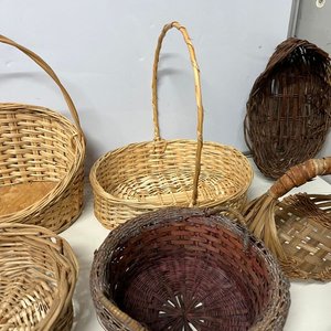 Lote de 9 Canastos de Mimbre Artesanales - imagen 4
