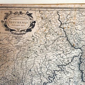 Mapa Antiguo del Arzobispado de Tréveris en Blanco y Negro, Enmarcado - imagen 2