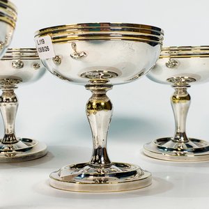 Seis Copas para Helados Vintage de Metal Cuádruple Plateado - imagen 2
