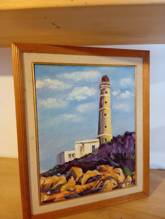 Pintura al Óleo de Faro y Paisaje - imagen 3