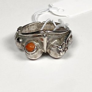 Anillo de Plata con Rana y Ojos de Coral - Medida 16 mm - imagen 4