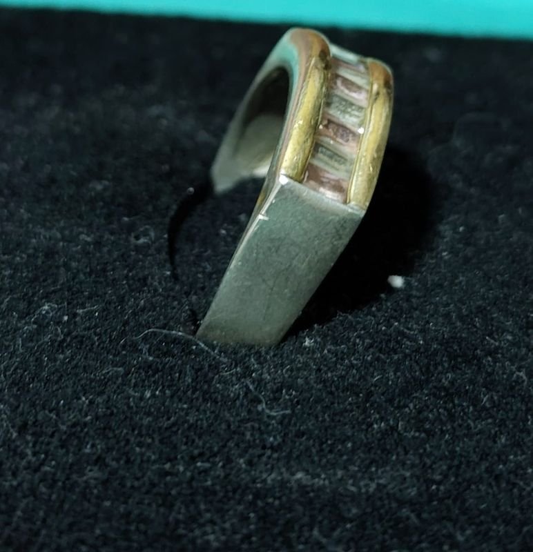 Anillo de Oro y Plata con Circonias Blancas y Rosadas